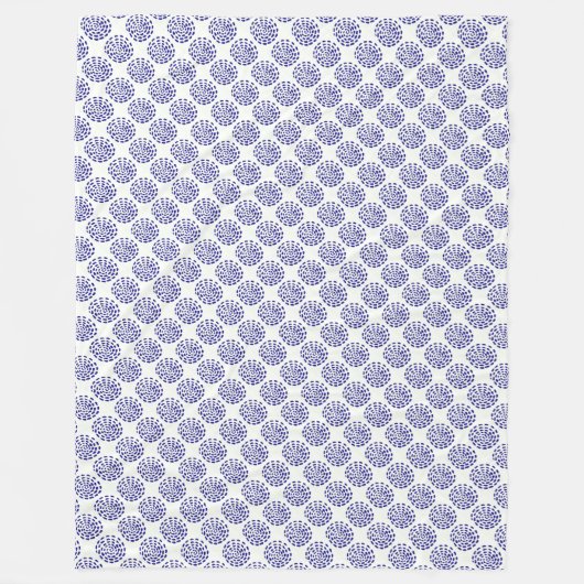 Indigoblau gestreiftes Kreismuster auf weiß Fleecedecke (Vorderseite)