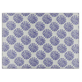 Indigoblau gestreiftes Kreismuster auf weiß Schneidebrett (Vorderseite)