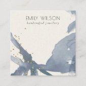 Indigoblau-goldfarbene Abstrakt-Kette-Vorlage Quadratische Visitenkarte (Vorderseite)