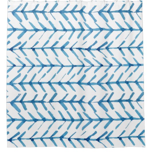 Indigoblau japanisch Aquarell lässige Pfeile Duschvorhang (Vorderseite)