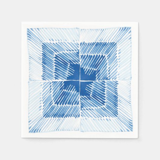 Indigoblau Japanische Shibori-gefärbte Krawatte Serviette (Vorderseite)