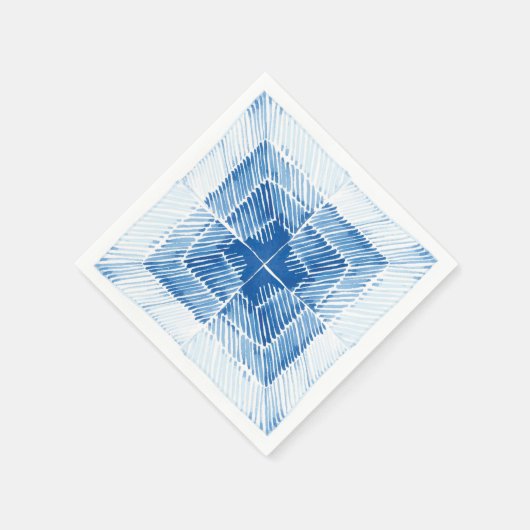 Indigoblau Japanische Shibori-gefärbte Krawatte Serviette (Ecke)