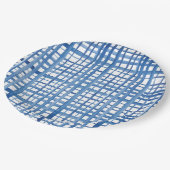 Indigoblau-Shibori-Aquarellmuster Pappteller (Schrägansicht)