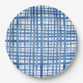 Indigoblau-Shibori-Aquarellmuster Pappteller (Vorderseite)