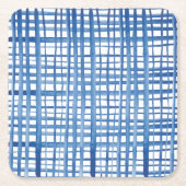 Indigoblau-Shibori-Aquarellmuster Rechteckiger Pappuntersetzer (Vorderseite)