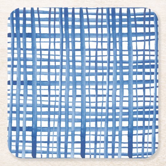 Indigoblau-Shibori-Aquarellmuster Rechteckiger Pappuntersetzer (Vorderseite)