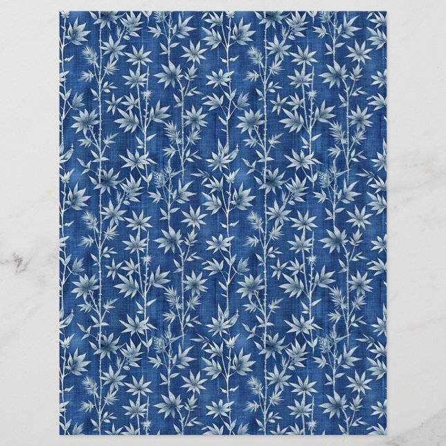 Indigoblau-shibori-Blumenmuster-Schriftzüge (Vorderseite)