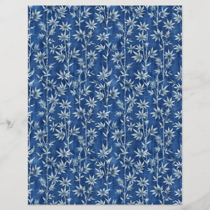 Indigoblau-shibori-Blumenmuster-Schriftzüge