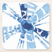 Indigoblau-Shibori-Sonnenburgen-Aquarelldruck Rechteckiger Pappuntersetzer (Vorderseite)