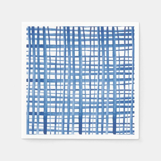 Indigoblau Shibori Wasserfarbenloses Rastermuster Serviette (Vorderseite)