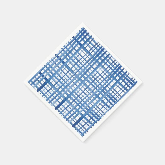 Indigoblau Shibori Wasserfarbenloses Rastermuster Serviette (Ecke)