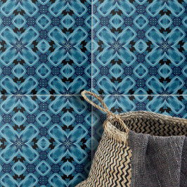 Indigoblau Symmetrisches Mosaikmuster Fliese