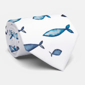 Indigoblau und Aquamarine Aquarellfarben Krawatte (Gerollt)