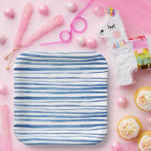 Indigoblau Wasserfarbstreifen Pappteller (Party)