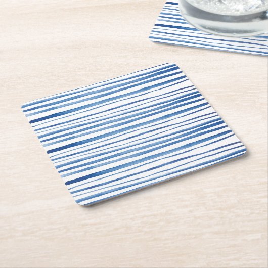 Indigoblau Wasserfarbstreifen Rechteckiger Pappuntersetzer (angewinkelt)