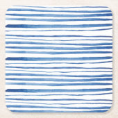 Indigoblau Wasserfarbstreifen Rechteckiger Pappuntersetzer (Vorderseite)