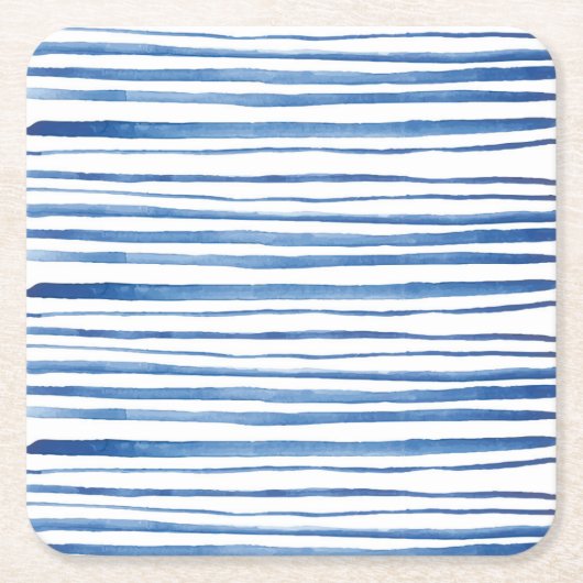 Indigoblau Wasserfarbstreifen Rechteckiger Pappuntersetzer (Vorderseite)