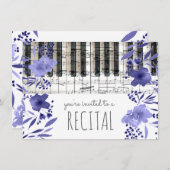 indigoblaue Aquarellmusik-Blume Einladung (Vorne/Hinten)