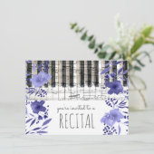 indigoblaue Aquarellmusik-Blume Einladung (Stehend Vorderseite)