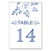 Indigoblaue Blätter Hochzeitskarte Tischnummer (Rückseite)