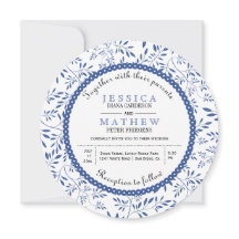 Indigoblaue Blätter Muster Moderne Blumenhochzeit