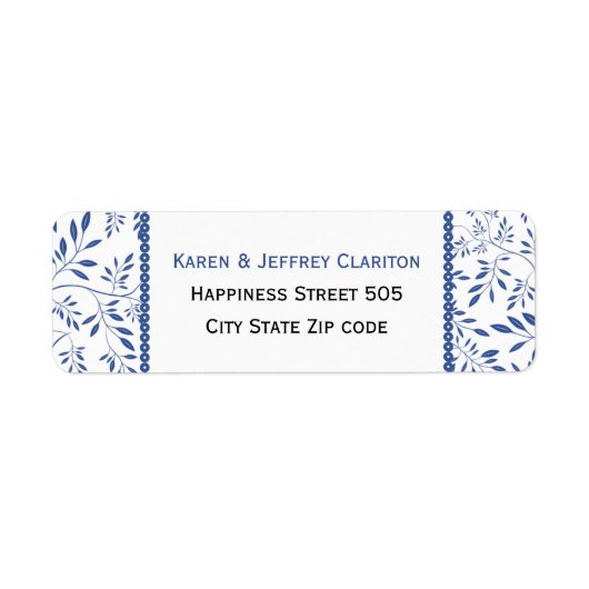 Indigoblaue Blätter und Rahmen-Hochzeit (Vorne)