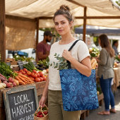 Indigoblaues Blumen-Toile-de-Jouy-Muster Tasche