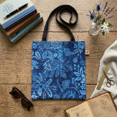 Indigoblaues Blumen-Toile-de-Jouy-Muster Tasche