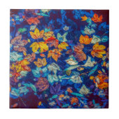 Indigomuster-Herbstlaub wirbeln Fliese (Vorderseite)