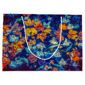 Indigomuster-Herbstlaub wirbeln Große Geschenktüte (Rückseite)