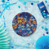 Indigomuster-Herbstlaub wirbeln Pappteller (Party)