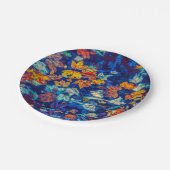 Indigomuster-Herbstlaub wirbeln Pappteller (Schrägansicht)