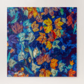 Indigomuster-Herbstlaub wirbeln Puzzle (Horizontal)