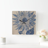 Indigosonnenblume Quadratische Wanduhr (Zuhause)
