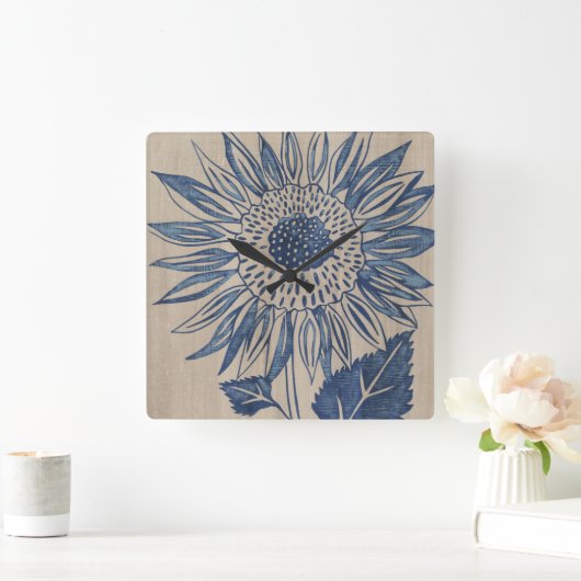 Indigosonnenblume Quadratische Wanduhr (Zuhause)