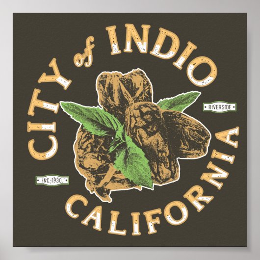 INDIO RIVERSIDE KALIFORNIEN VINTAG - DATENPALMA POSTER (Vorne)