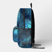 Indio und Cyan abstrakt Bedruckter Rucksack (Rechts)