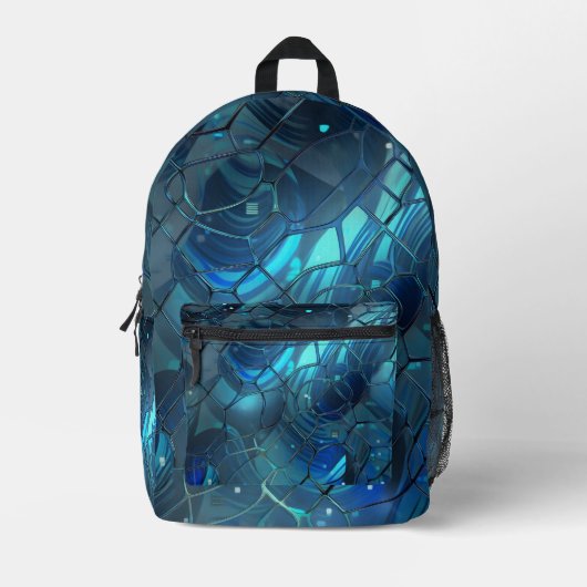 Indio und Cyan abstrakt Bedruckter Rucksack (Vorderseite)