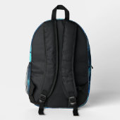 Indio und Cyan abstrakt Bedruckter Rucksack (Rückseite)