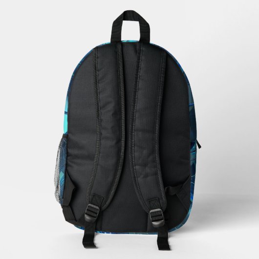 Indio und Cyan abstrakt Bedruckter Rucksack (Rückseite)