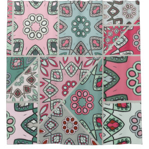 Indisch-arabische Patchwork-Decke Vintage Duschvorhang