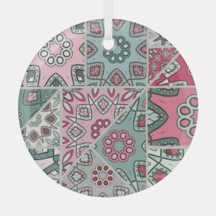 Indisch Arabischer Patchwork-Quilt Vintage Ornament Aus Glas