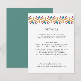 Indisch Folk Art Jade Green WEDING Gästedaten Begleitkarte