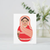 Indisch (rot) Matryoshka Postcard Postkarte (Stehend Vorderseite)