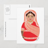 Indisch (rot) Matryoshka Postcard Postkarte (Vorne/Hinten)