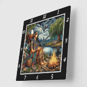 Indische Abend: Adlerhorst Willow's Murmur Quadratische Wanduhr (Winkel)