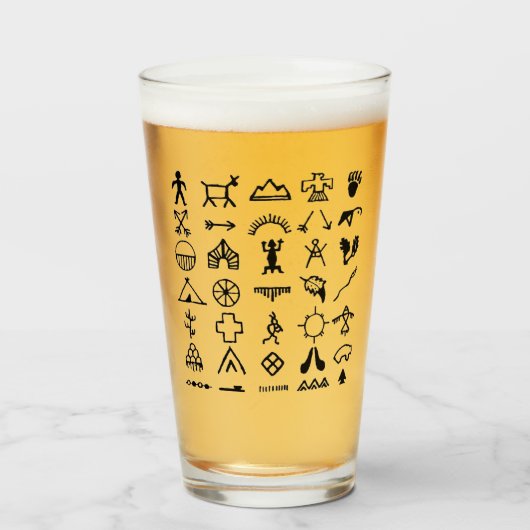 Indische amerikanische Bildsymbole Glas (Vorne (Gefüllt))