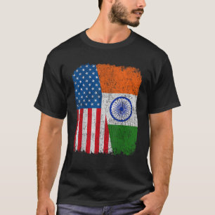 Indische amerikanische Flagge Halb USA Indien Root T-Shirt