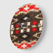 Indische amerikanische Stammesdesign-Print Große Wanduhr (Winkel)
