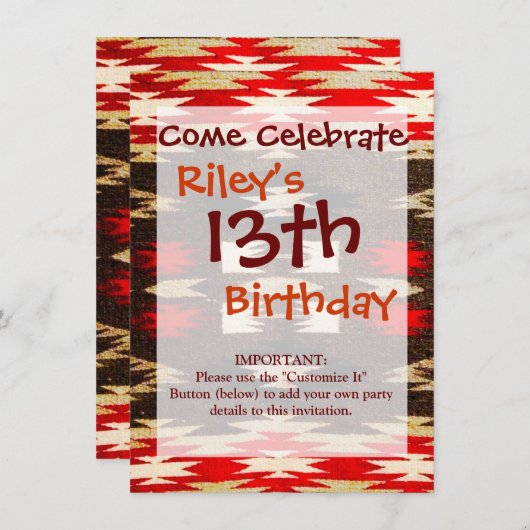 Indische amerikanische Stammesdesign-Printwerbung Einladung (Vorne/Hinten)